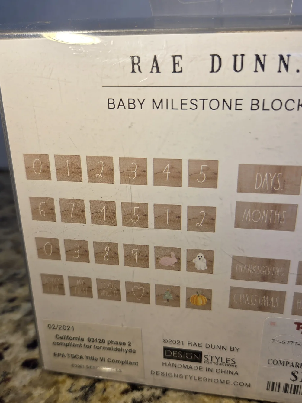 Rae Dunn Natural Wood Baby Milestone Blocks Holidays Years Months Weeks Days NEW